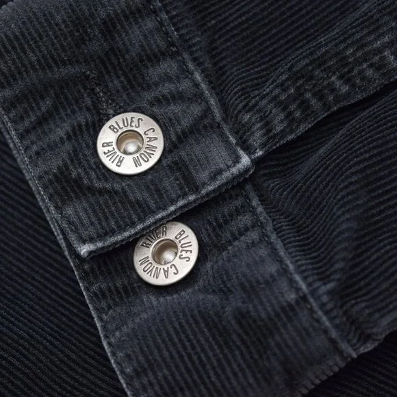 Canyon River Blues Corduroy Jacket Men Large Button Up Black Casual Cozy Outdoor - Picture 5 of 12